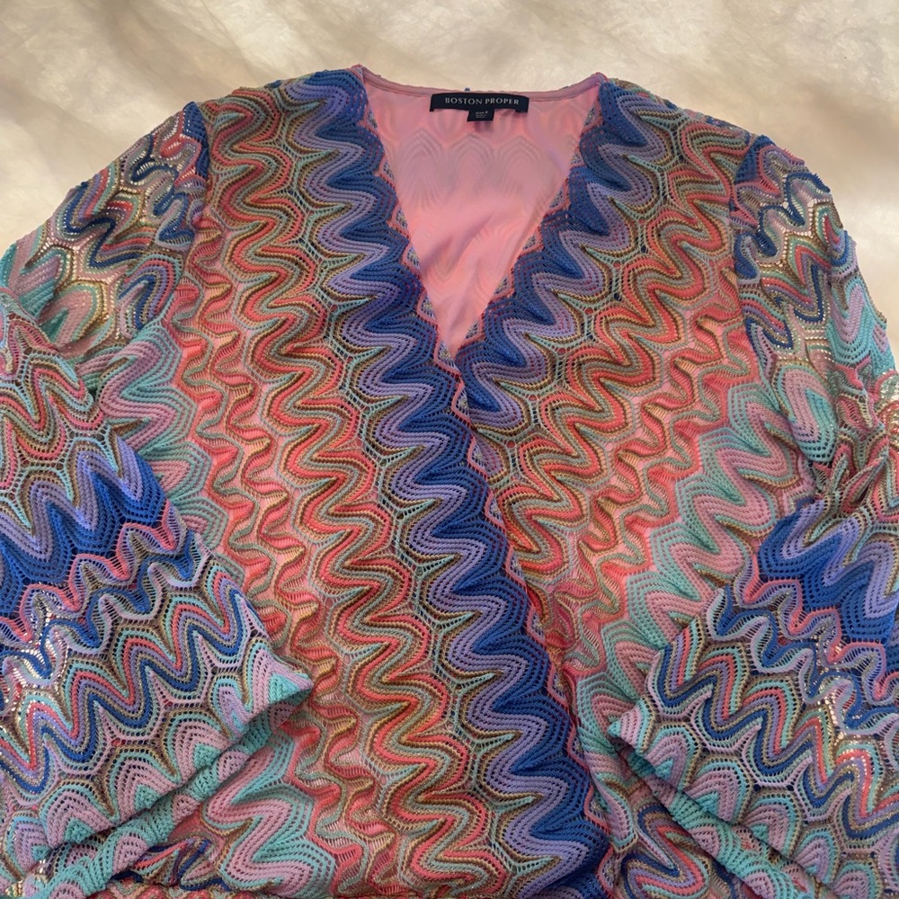 Boston Proper Multicolor Zigzag Blouse